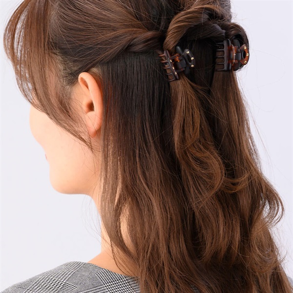 ドーム石付クリップ 2個セット(ブラウンミックス) | ベースクリップ