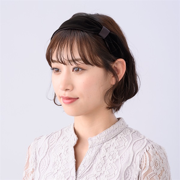 リバーシブルベルベット フレキシフィットヘアバンド(ブラウン
