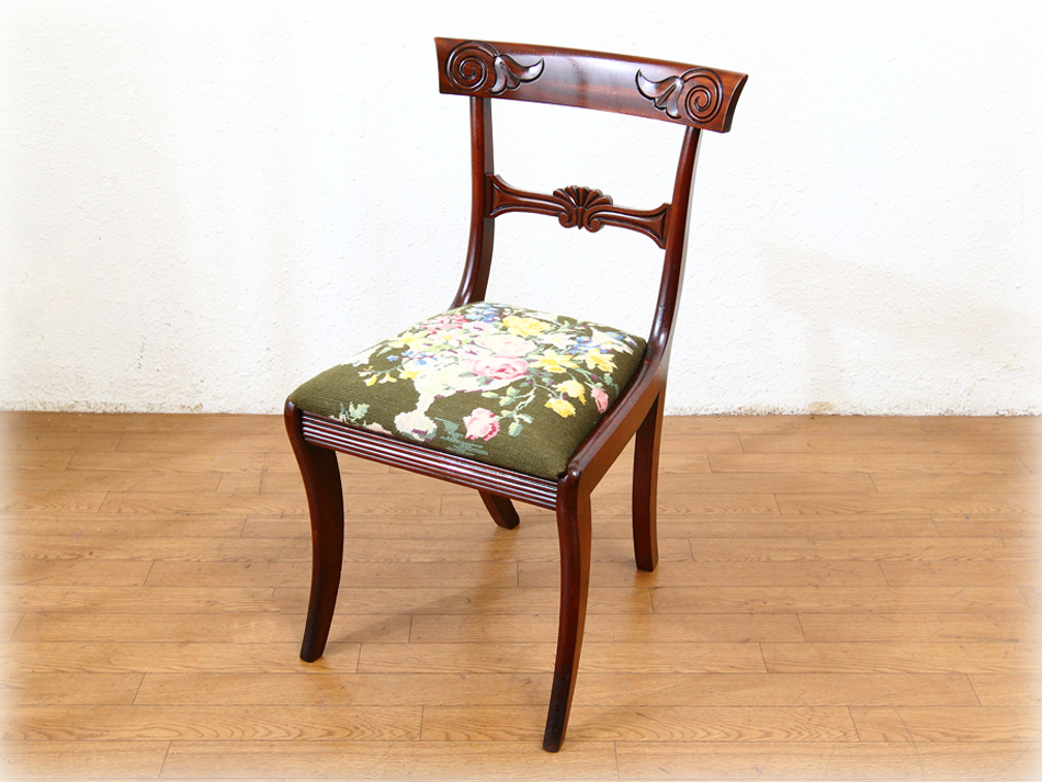 スーパーマホガニー リージェンシースタイル タペストリーチェア