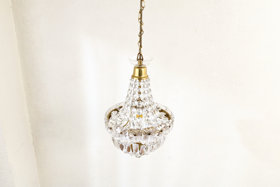 フレンチスタイル アンティークブラス&クリスタル ミニシャンデリア(1