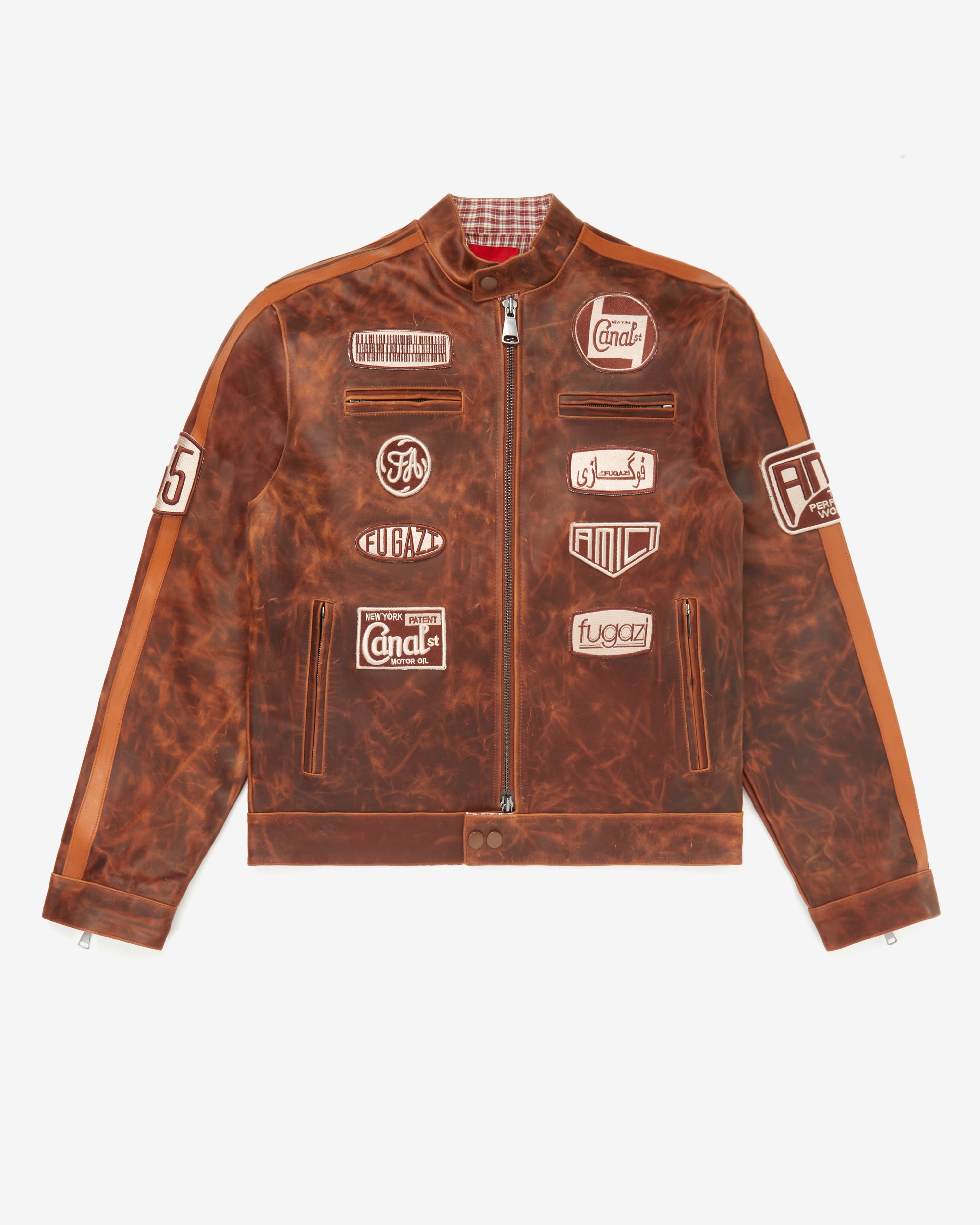 Fugazi: Men's Leather Racing Jacket (Brown) | DSML E-SHOP