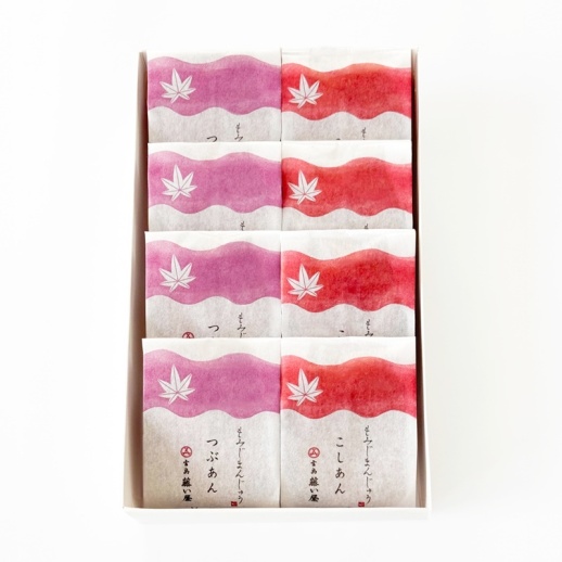 藤い屋】もみじまんじゅう二種詰合せ 8個入 - 福屋オンラインストア