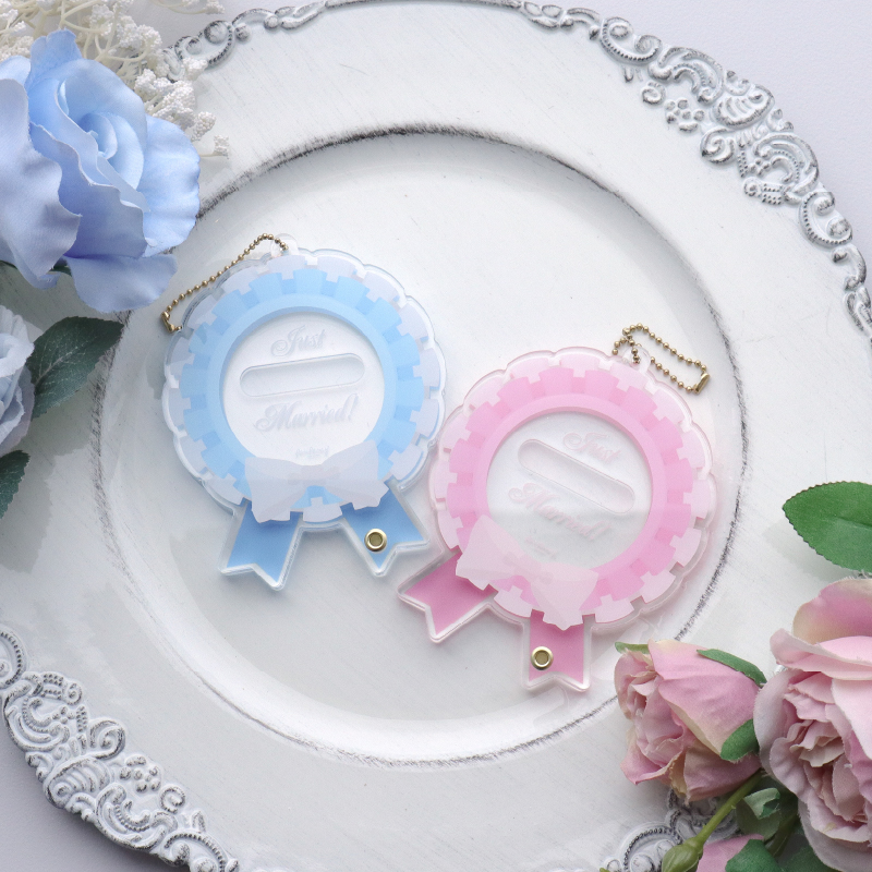 缶バッジアクリルフレーム ウェディングロゼット ライトブルー| FUKUYA