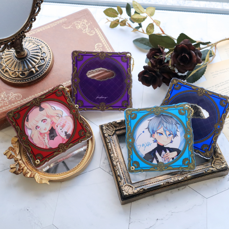 缶バッジアクリルフレーム75mm クラシックフレーム ブルー| FUKUYA