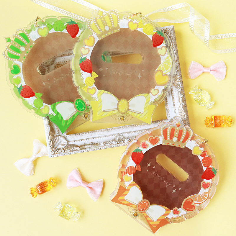 缶バッジアクリルフレーム75～80mm スイーツロゼット イエロー| FUKUYA