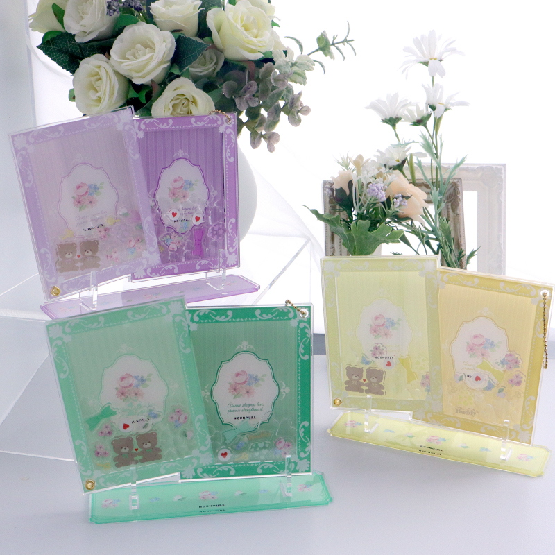 ペアフォトカードアクリルフレーム アンティークフラワー パープル