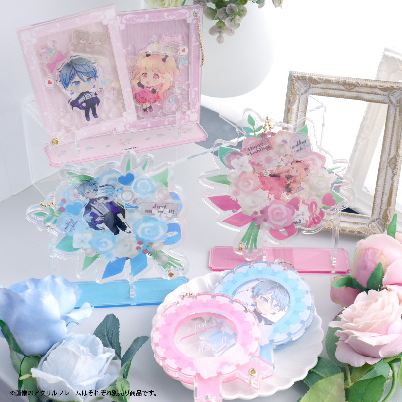 ペアフォトカードアクリルフレーム アンティークフラワー パープル