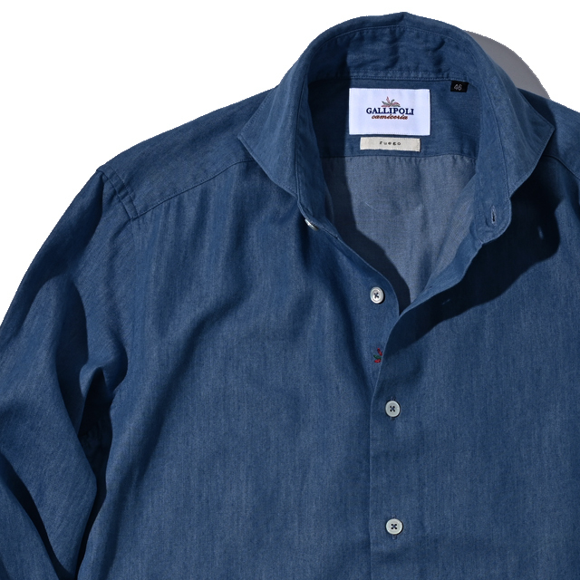 インディゴデニムドレスシャツ