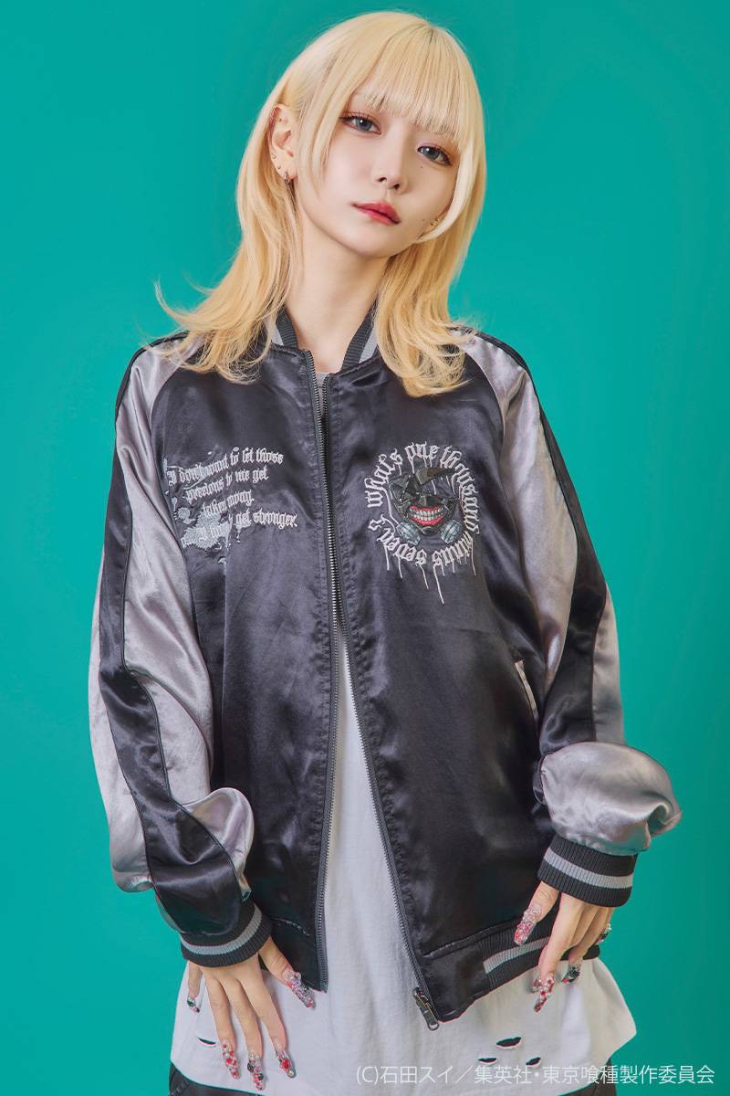 東京喰種×P.N UNDERGROUND 金木研リバーシブルスカジャン - Black