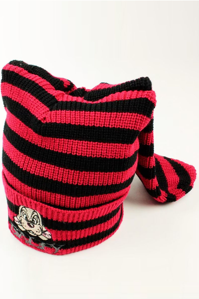 GALFY (ガルフィー) 犬耳ニット帽 RED/BLACK / ロックファッション