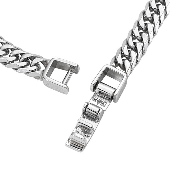 純プラチナ プレートチェーン ネックレス （6面カットダブル/キヘイ