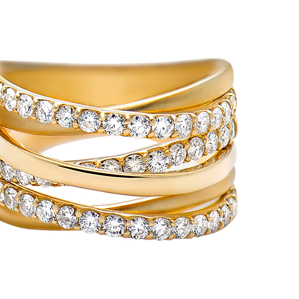 ギンザクロスオーバー〕K18イエローゴールド ダイヤモンド リング | 高