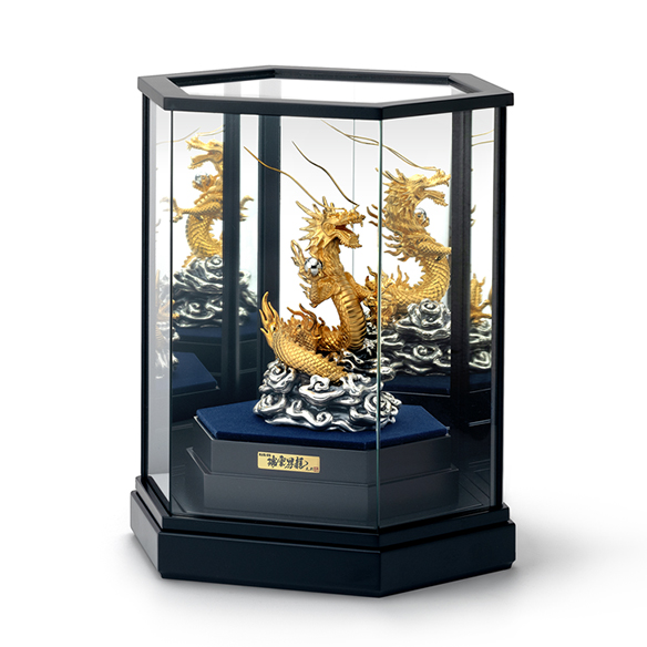 純金置物 「瑞雲昇龍(大)」 (純プラチナ宝珠付)＜大淵光則原型作