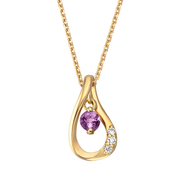 K18イエローゴールド 誕生石ペンダント 3way （2月の誕生石