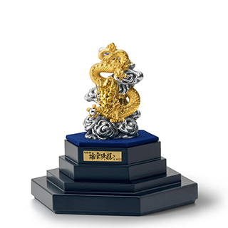 純金置物 「瑞雲昇龍(大)」 (純プラチナ宝珠付)＜大淵光則原型作