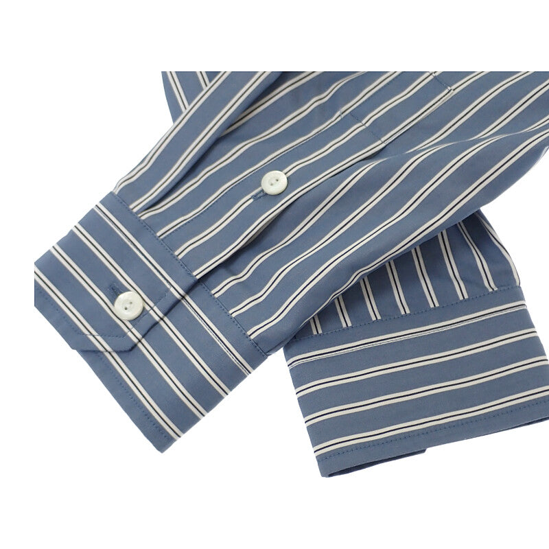 グッチ GUCCI 刺繍ストライプ 46 814715 長袖シャツ コットン ブルー