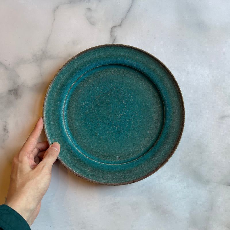 リムプレート8寸 青｜藤原純（信楽焼 陶器） – nokaze｜陶器、和食器