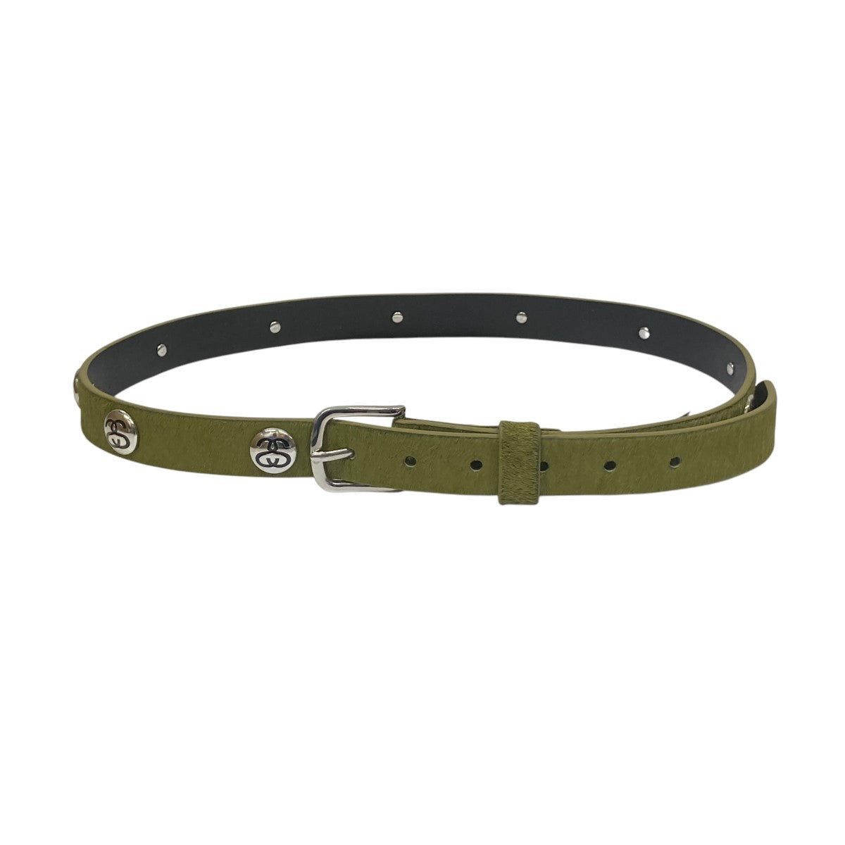 stussy(ステューシー) ss link studded beltロゴスタッズハラコレザー