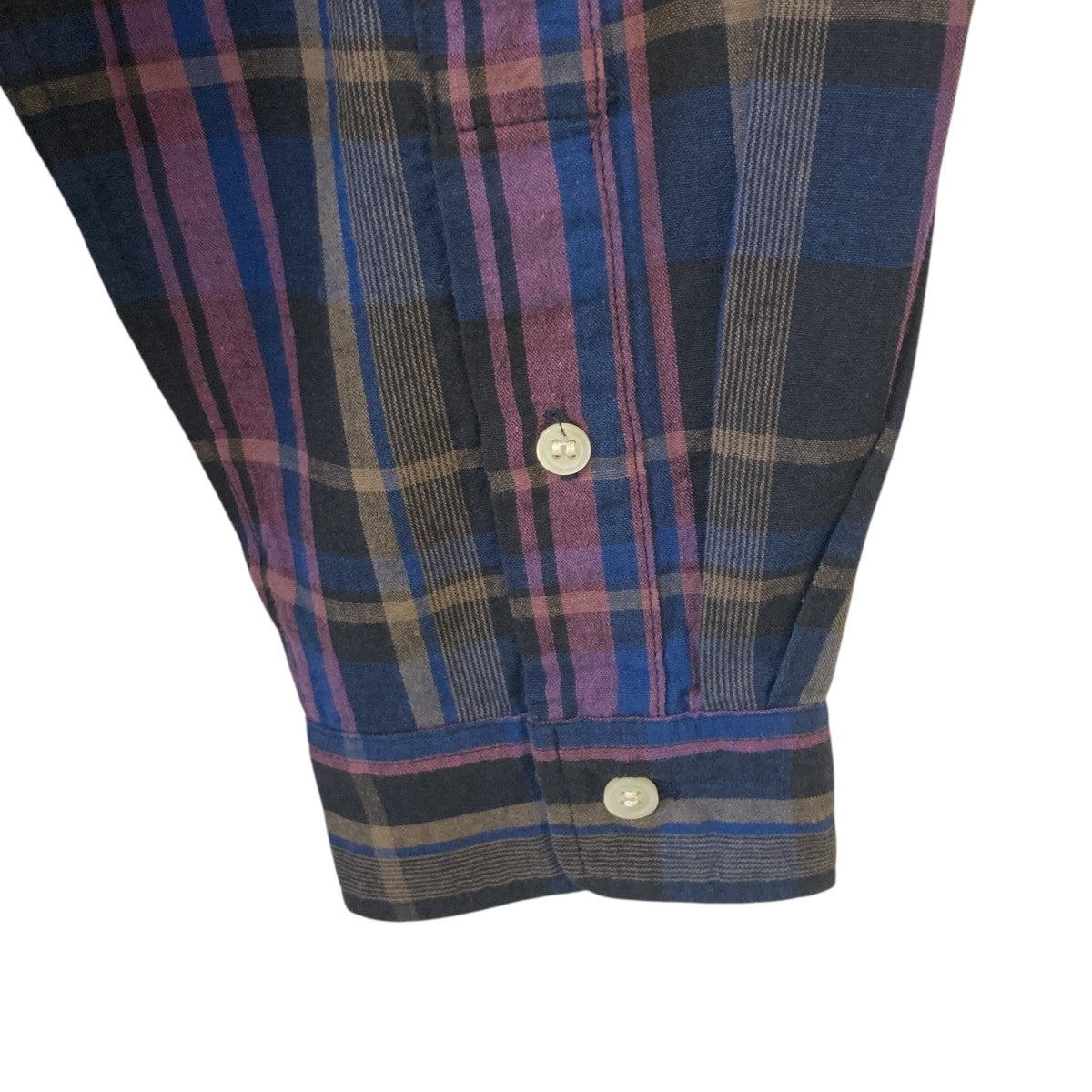 DESCENDANT(ディセンダント) チェックBDシャツ ブラック×パープル