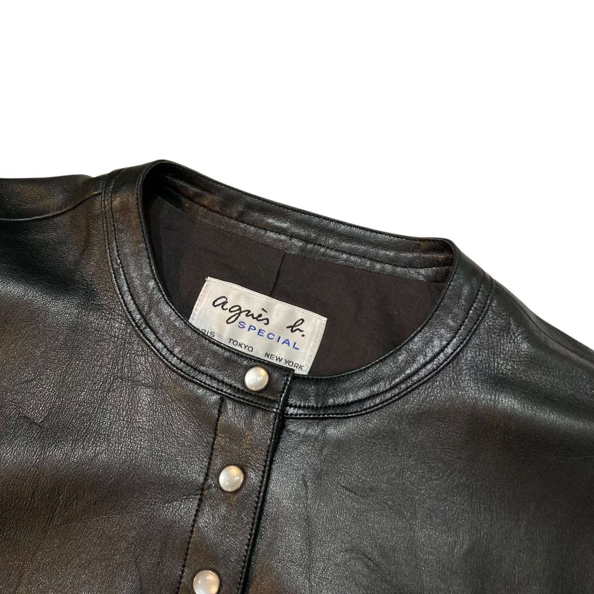 agnes b(アニエスベー) SPECIALレザージャケット ブラック サイズ 40