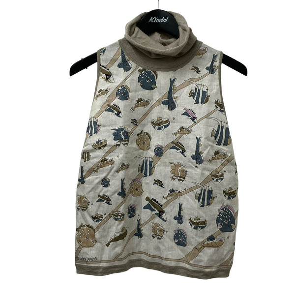 HERMES(エルメス) マルジェラ期 魚柄ノースリーブニット ベージュ