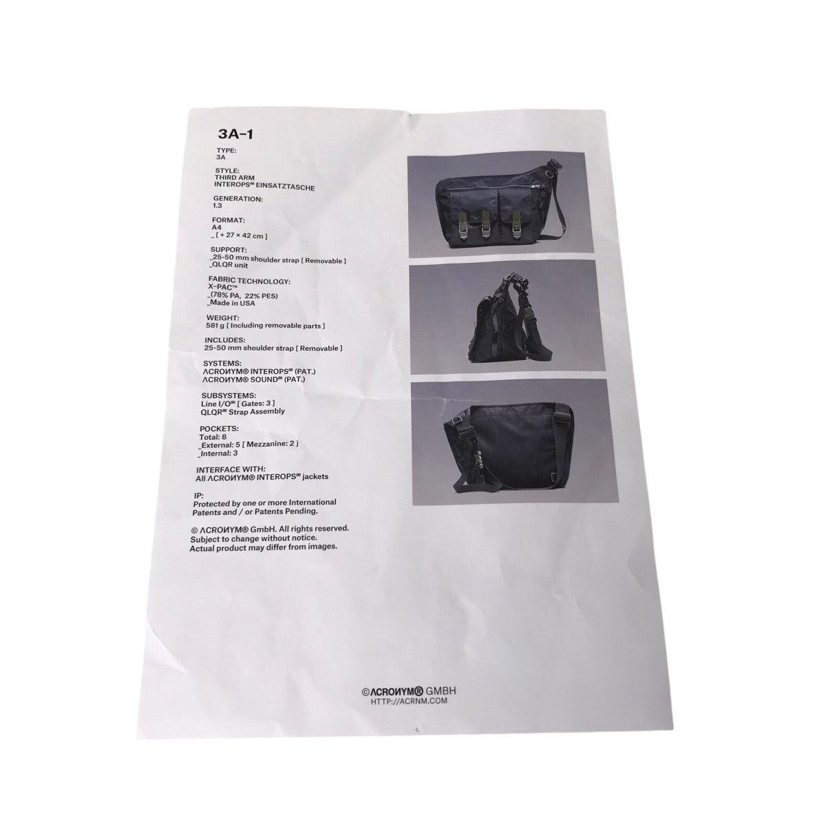 ACRONYM(アクロニウム) X-PAC THIRD ARM INTEROPSショルダーバッグ3A-1