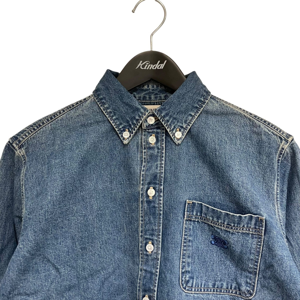 CELINE(セリーヌ) トリオンフ刺繍入り クロップドシャツデニムシャツ