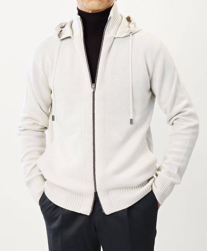 ヘルノ / HERNO / カシミヤ100% / ニットパーカー / スタンド襟