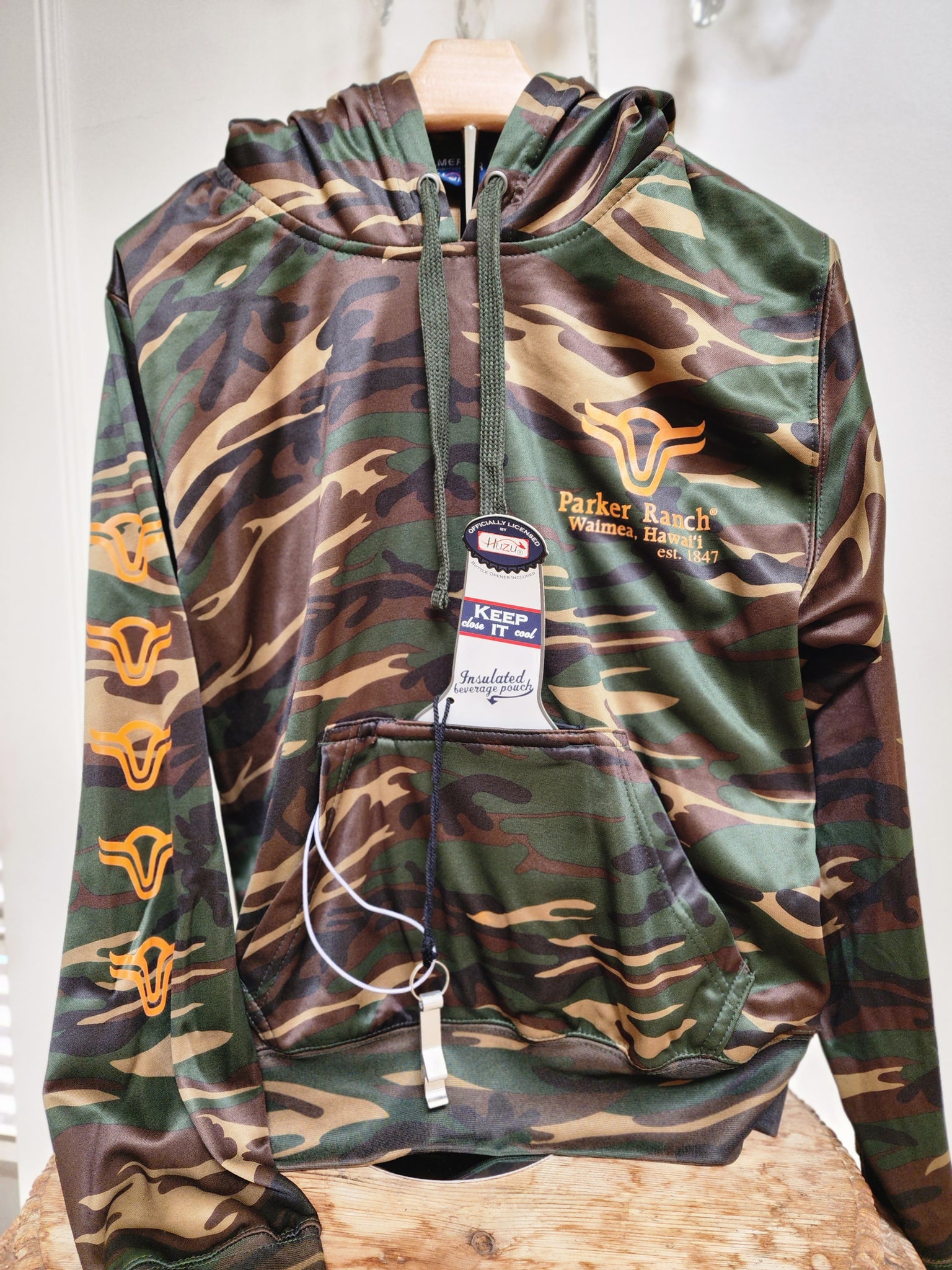 Camouflage Hoodie with Koozie and Bottle Opener – Parker Ranch