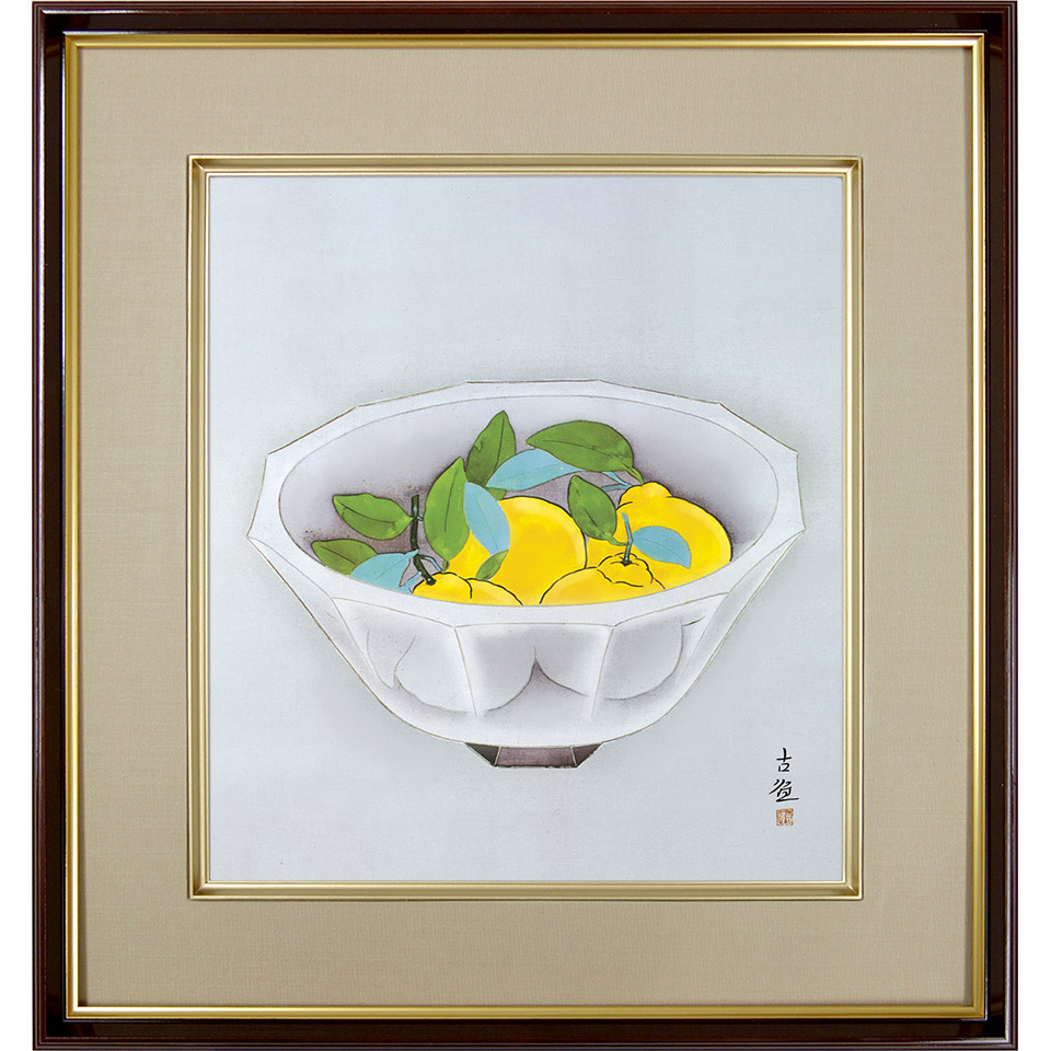 楽天市場】横山大観 柿 日本画 ブラックガラスフレーム 黒額 巨匠 色紙