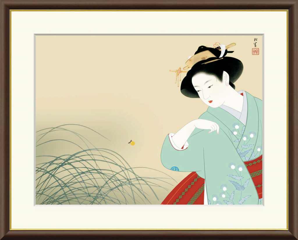 楽天市場】有名 画家 額入りアート 上村松園 「新螢」 J2-028 F8:61cm