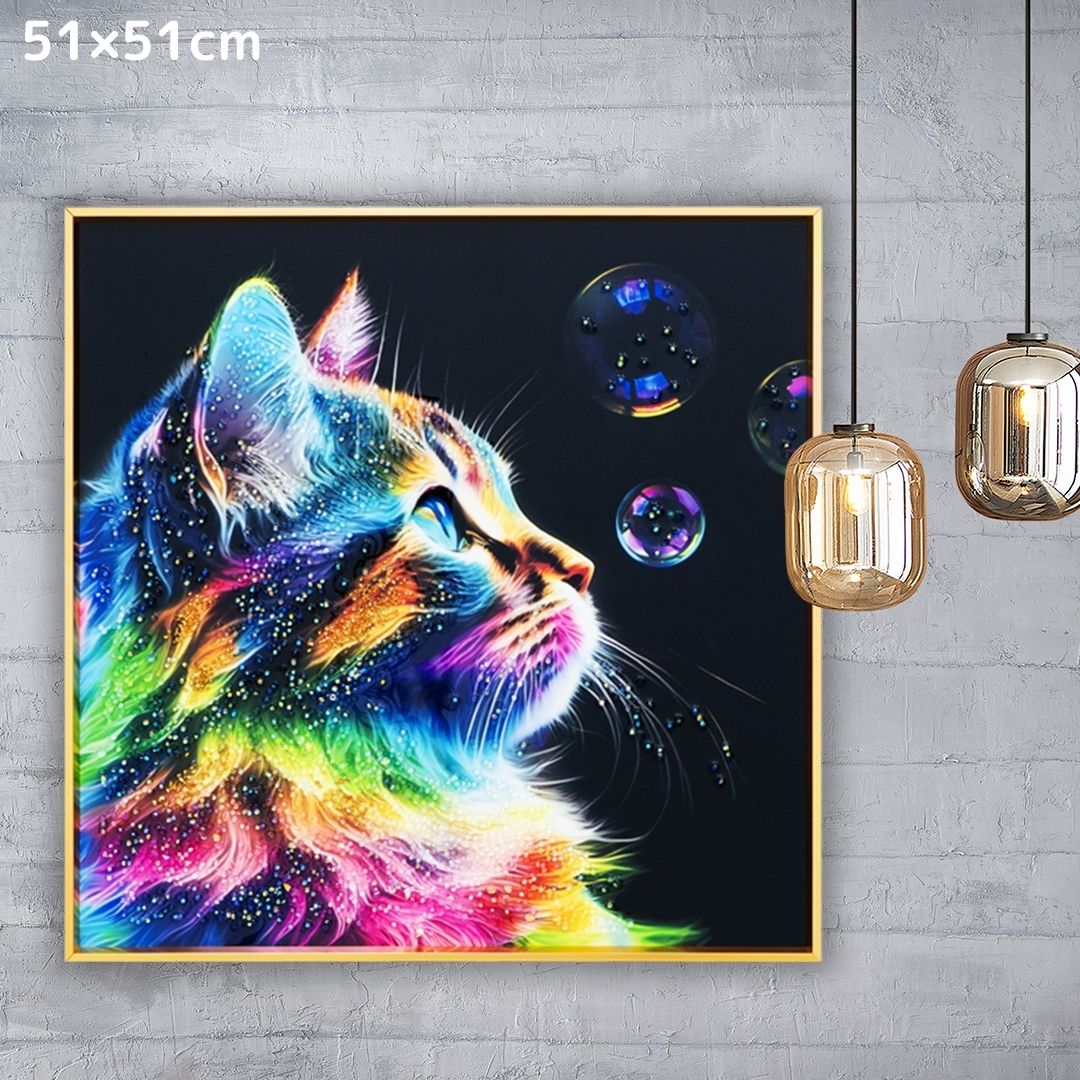 楽天市場】クリスタルアート 水晶 51x51cm 猫 キャット 動物 アート