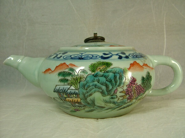 楽天市場】□龍香堂□☆【中国骨董品】青色人物絵付細口瓶330mm