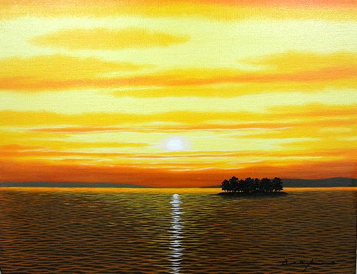 楽天市場】絵画 油絵 額入り油彩 手描き 油彩 宍道湖2 朝隈敏彦 風景画