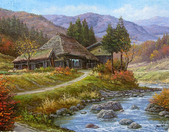 楽天市場】関 健造 「 山村清流 」 油絵 油彩画 SM ( サムホール