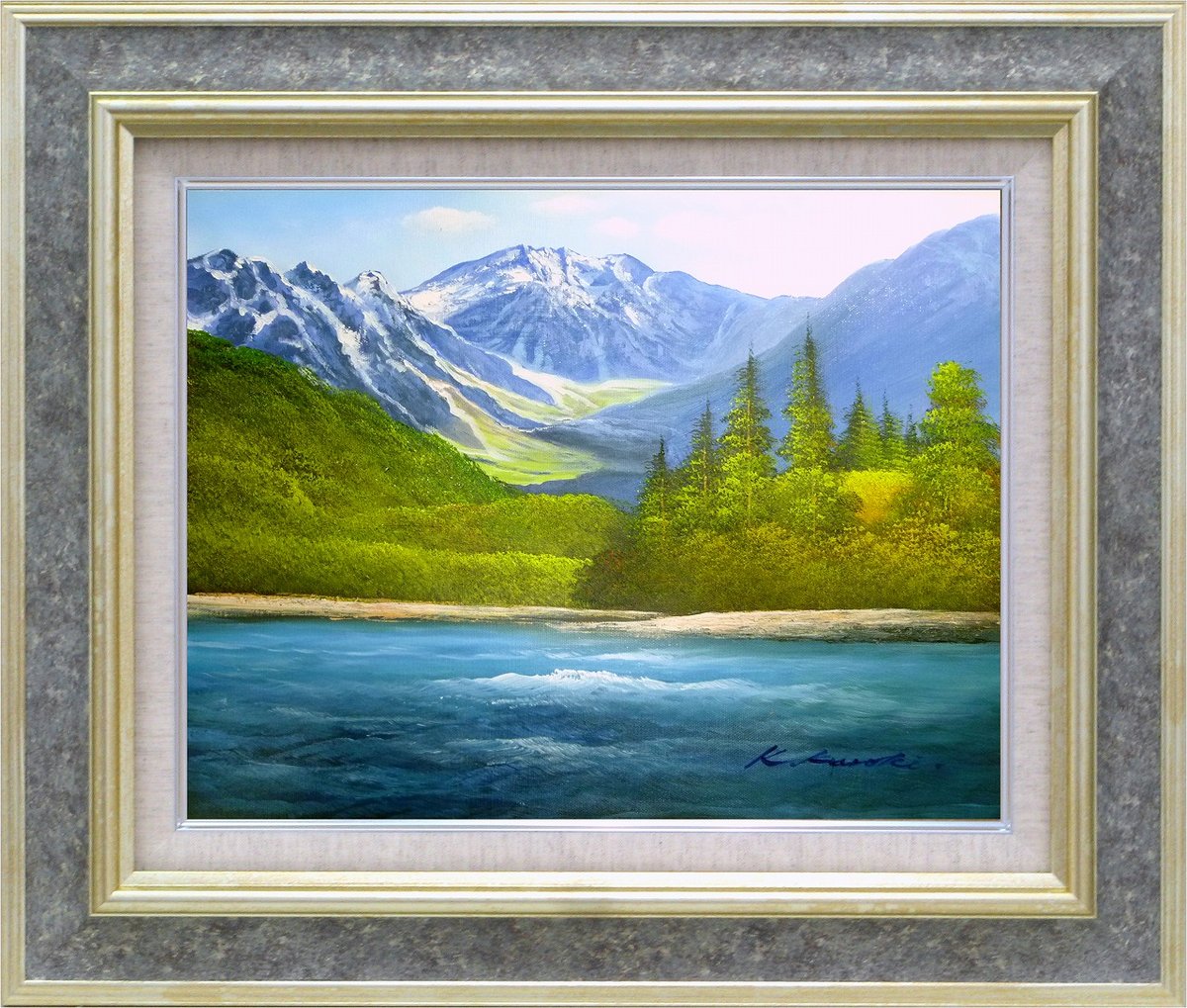 楽天市場】【スーパーSALE10％OFF】手描き油絵 羽沢 清水 乗鞍高原 F10