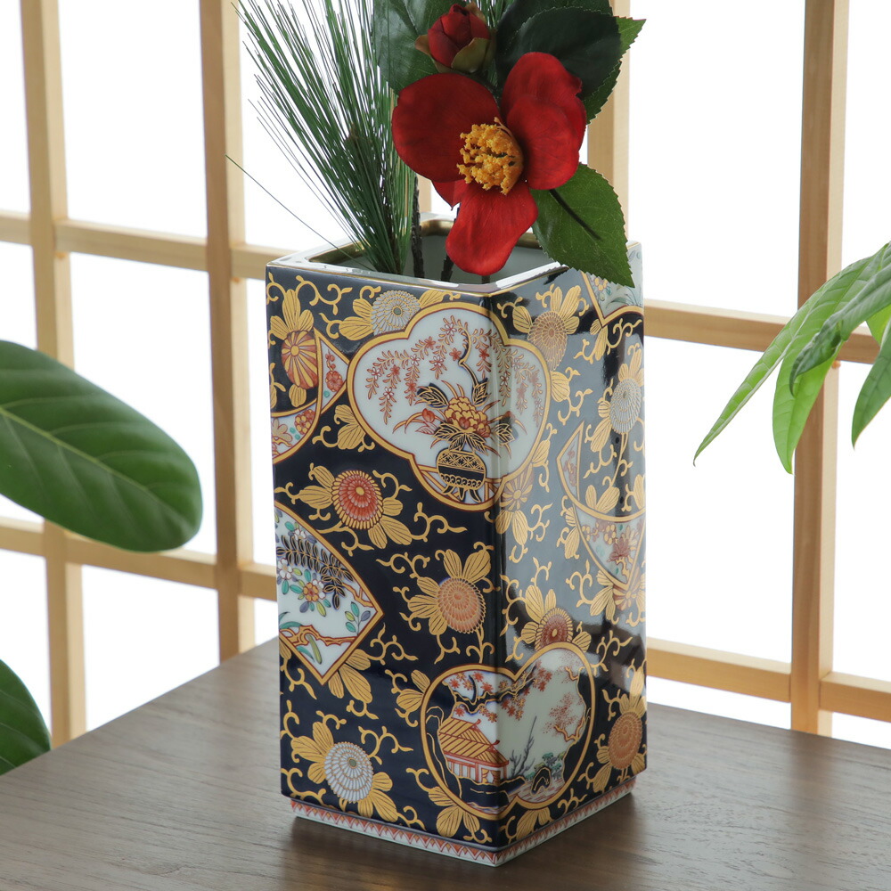 楽天市場】有田焼 華山萬右衛門窯 胴角花瓶(山水文様)【美術品】【花器