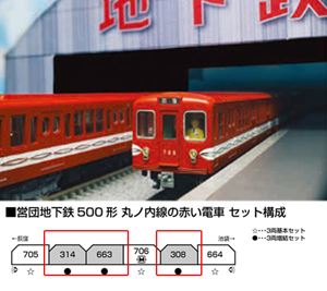 楽天市場】営団地下鉄丸ノ内線 500・300形 6両セット【KATO・10-1109