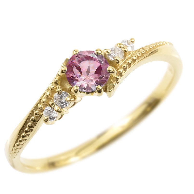 楽天市場】18金 リング ダイヤモンド ルビー 一粒 指輪 レディース