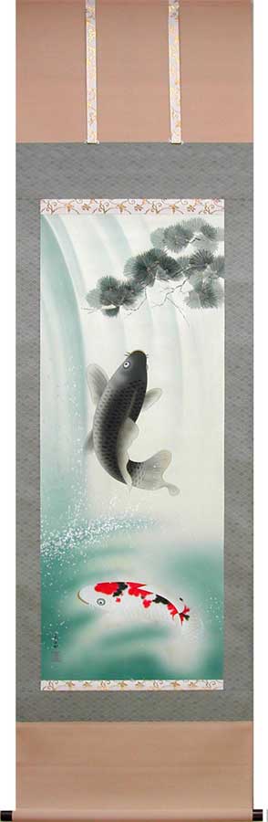 楽天市場】掛け軸 滝昇鯉 (林玉泉) （掛軸小物なし) 送料無料 【掛軸
