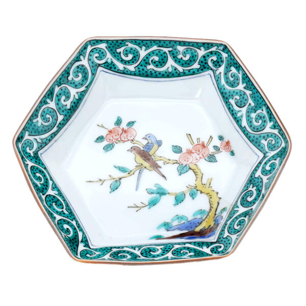 楽天市場】越田基一 九谷焼10号八角飾り皿 吉田屋（皿立て付） : 九谷