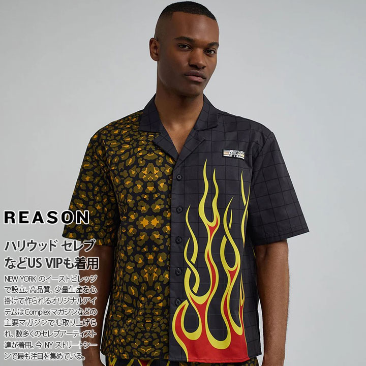 楽天市場】ファイヤーパターン 炎柄 シャツ 半袖 黒 オレンジ メンズ