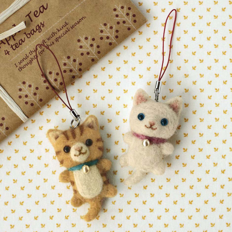 楽天市場】スターターセット付き 白猫と茶トラ猫 ストラップ 手作り