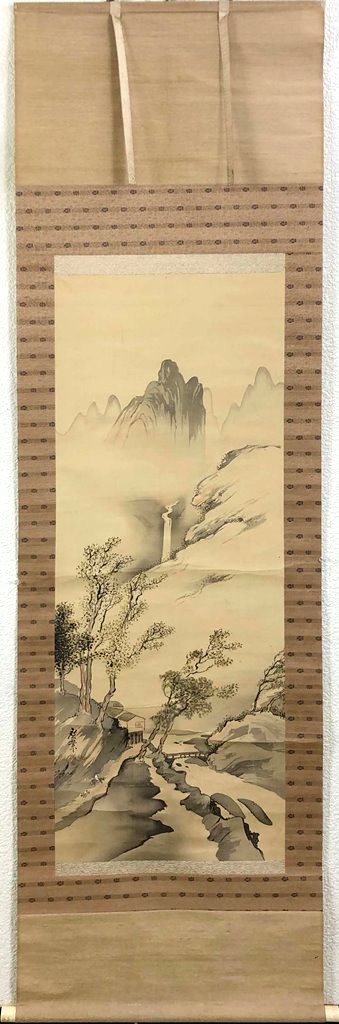 楽天市場】【中古】本物美品長尾梅友の山水図四神相応の掛け軸サイズ