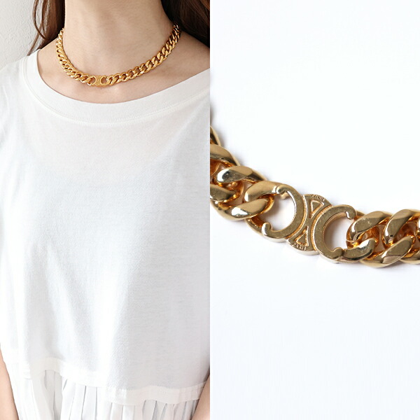 楽天市場】CELINE セリーヌ Triomphe Small Gourmette Necklace
