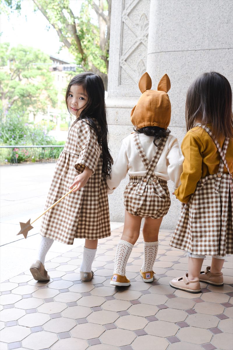 organic zoo】 Chestnut Gingham Gather Dress 【1-2歳・2-3歳・3-4歳
