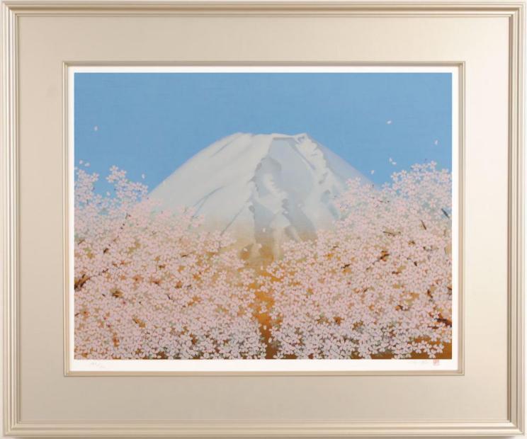 楽天市場】中島千波 絵画 富士山 梅 花 和風 風景画 絵 梅花富士