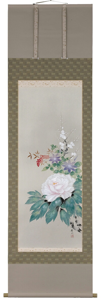 楽天市場】掛け軸 四季草花 （横山香秋） （掛軸小物なし） 送料無料