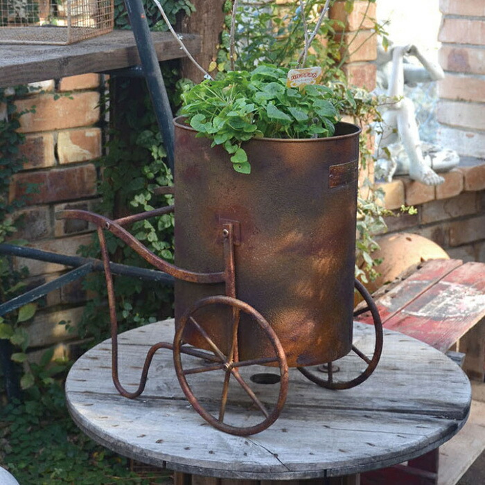 楽天市場】プランター ドラム缶プランター L レッド 2段 アンティーク