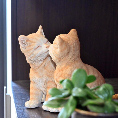 楽天市場】WOOBIA くっつく猫 2匹の猫ちゃん置物 可愛い置物 キャット